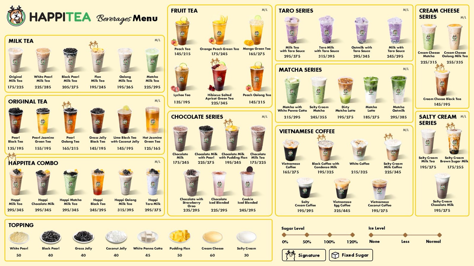 HappiTea beverages menu