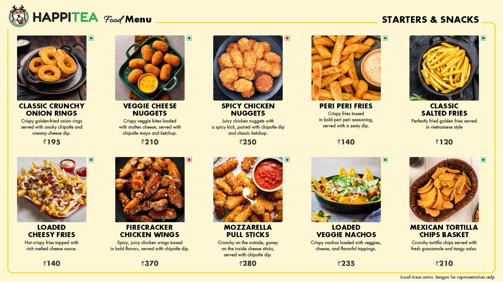 HappiTea food menu page 1